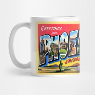 Greetings from Phoenix Arizona, Vintage Large Letter Postcard Mug